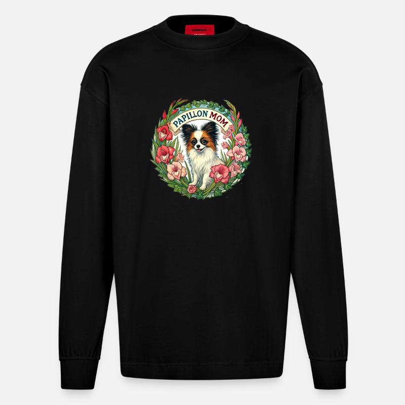 Papillon Mama - Heavyweight Oversized Organic Langarmshirt Made in EU - SOLID BLACK