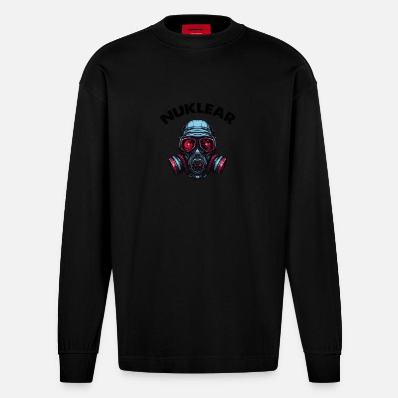 Gassmaske - Heavyweight Oversized Organic langermet T-skjorte produsert i EU - SOLID BLACK