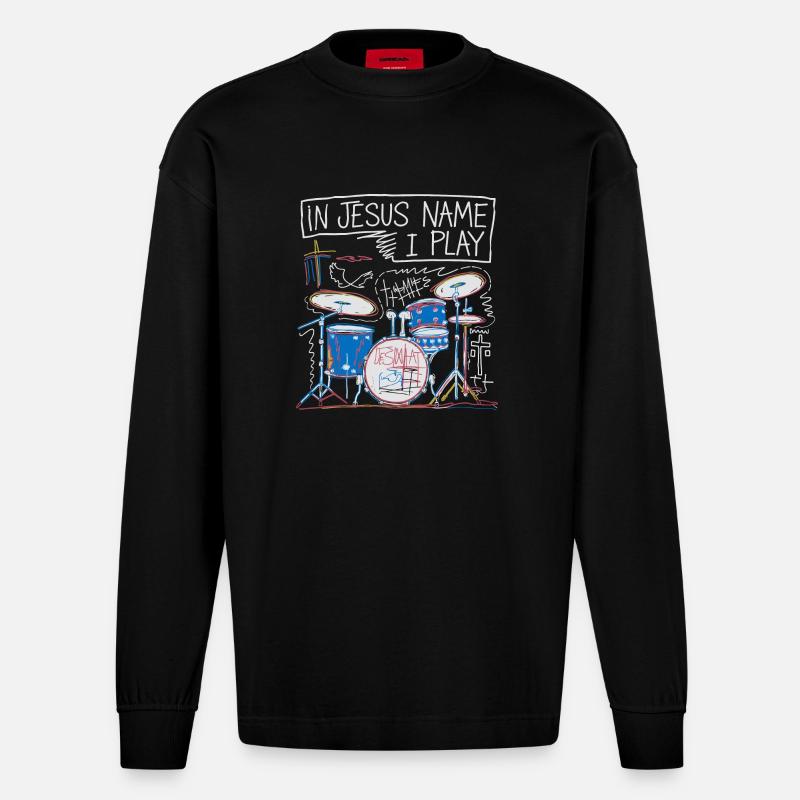 Rythme pour la foi - Manches longues bio épais oversize fabriqué en UE - SOLID BLACK