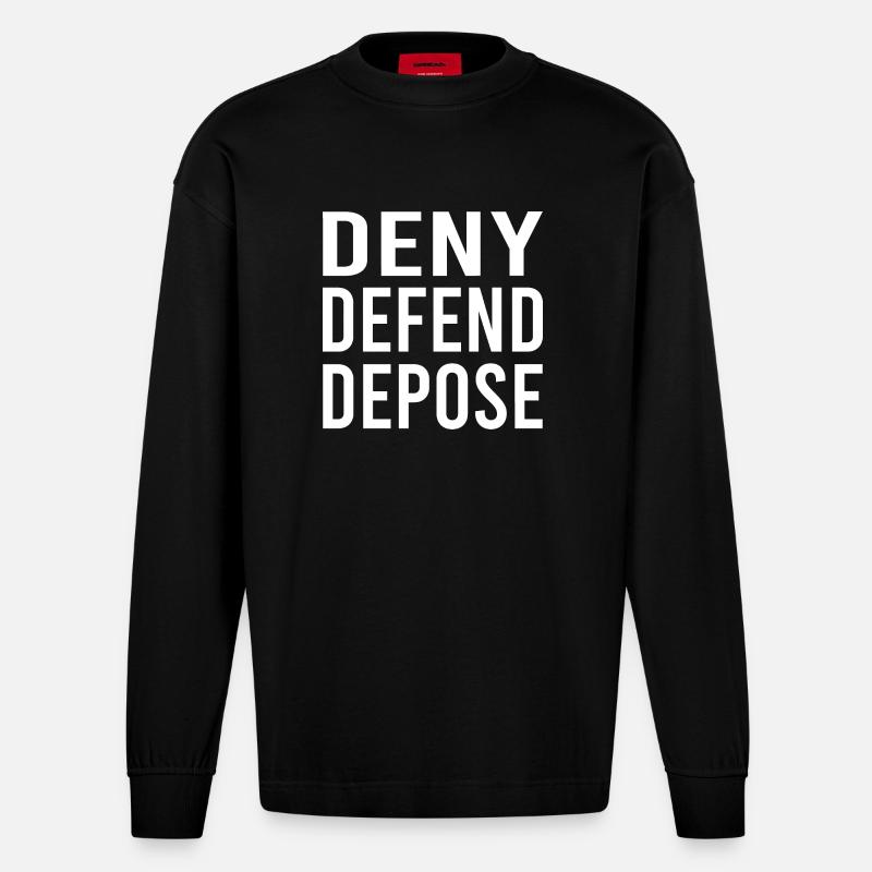 Verweigern Verteidigen Ablegen - Heavyweight Oversized Organic Langarmshirt Made in EU - SOLID BLACK