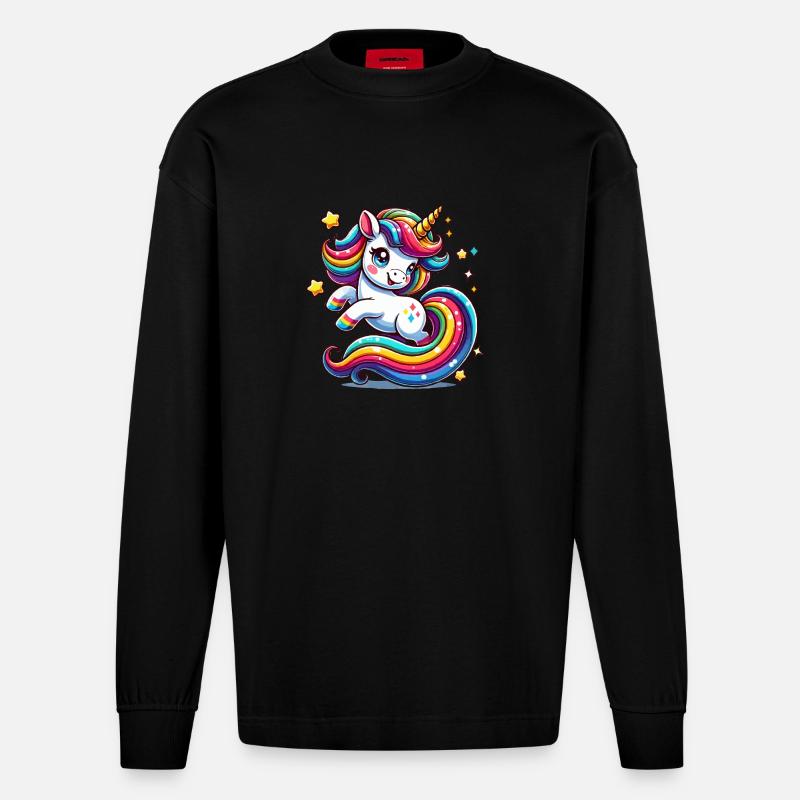 Licorne - Manches longues bio épais oversize fabriqué en UE - SOLID BLACK