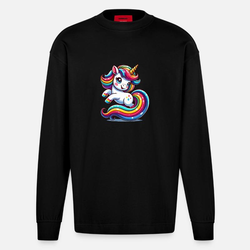 Licorne - Manches longues bio épais oversize fabriqué en UE - SOLID BLACK