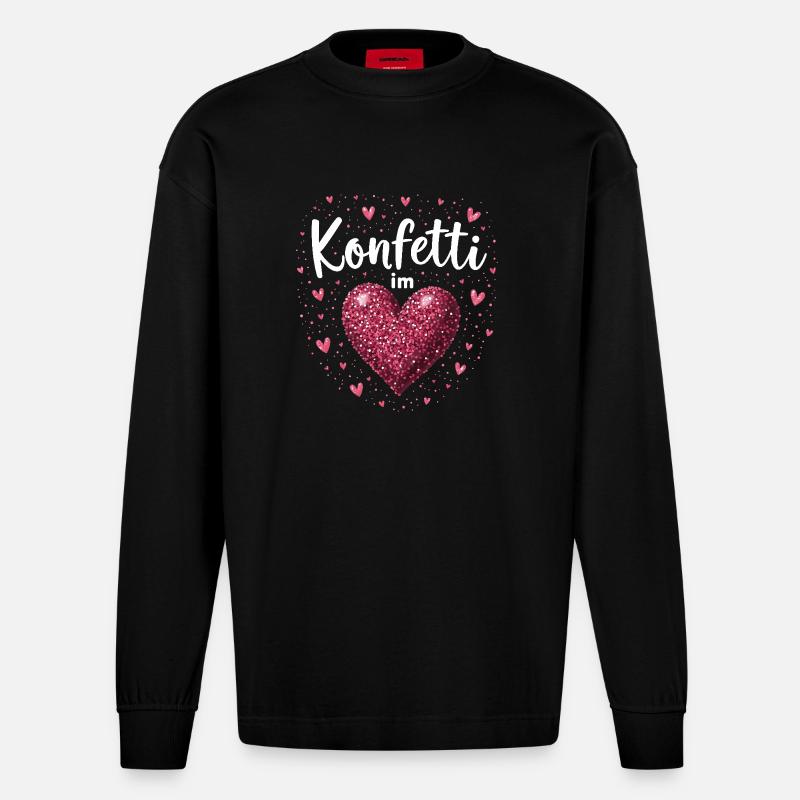 Konfetti im Herzen - Heavyweight Oversized Organic Langarmshirt Made in EU - SOLID BLACK