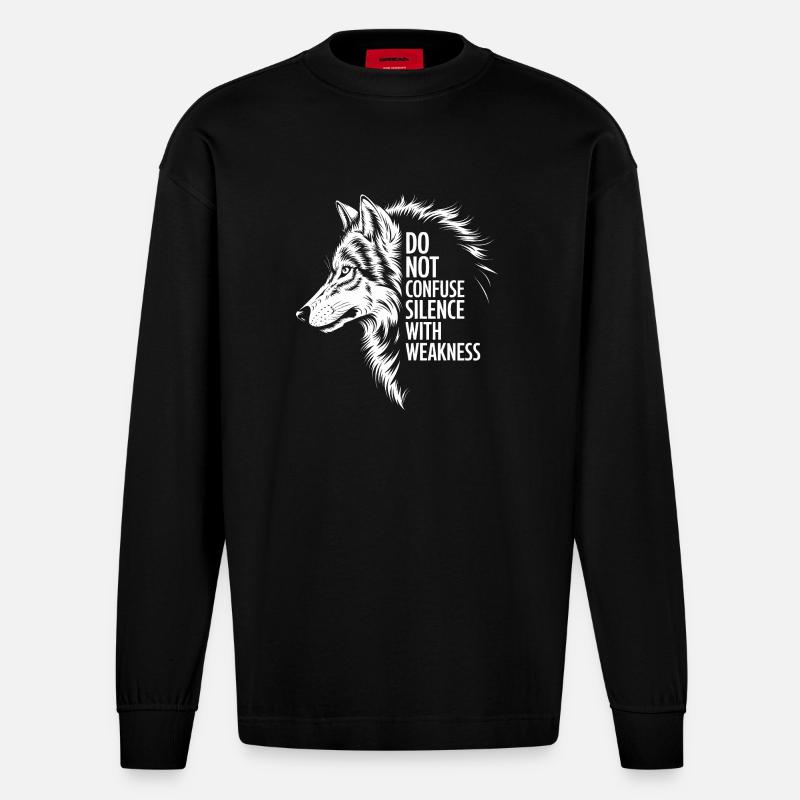 Wolf Silence Force - Manches longues bio épais oversize fabriqué en UE - SOLID BLACK