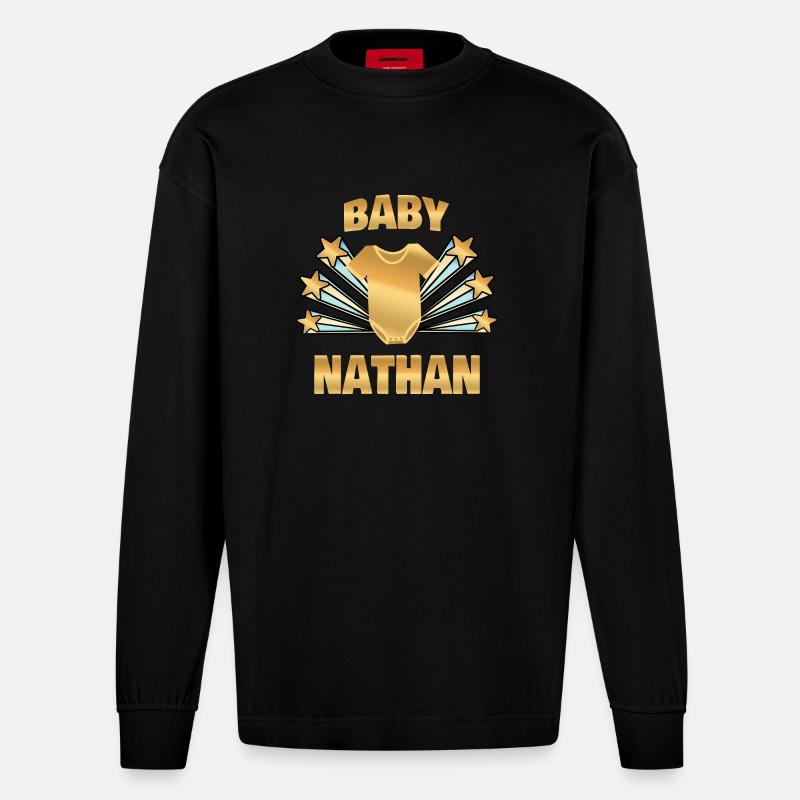 Nathan als Geburt - Heavyweight Oversized Organic Langarmshirt Made in EU - SOLID BLACK