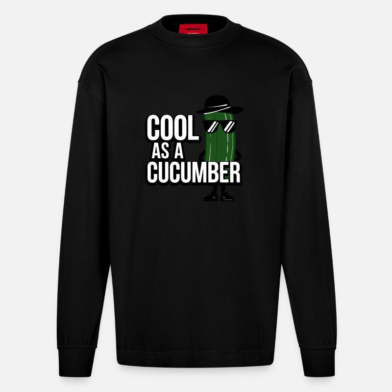 Cool comme un concombre - Manches longues bio épais oversize fabriqué en UE - SOLID BLACK