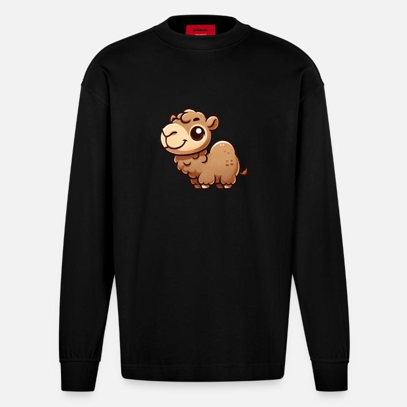 kamel cartoon - Heavyweight Oversized Organic Langarmshirt Made in EU - SOLID BLACK