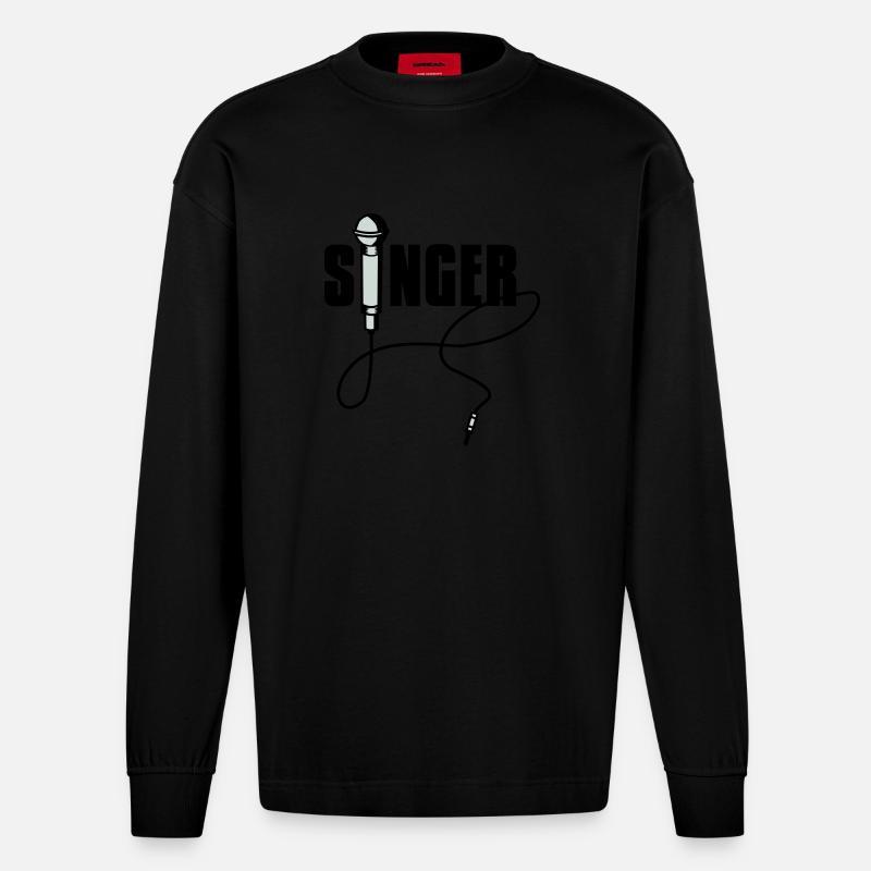 singer - Heavyweight Oversized Organic Langarmshirt Made in EU - SOLID BLACK