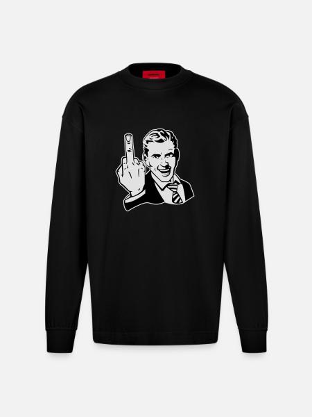 Fuck - Heavyweight Oversized Organic Langarmshirt Made in EU - SOLID BLACK