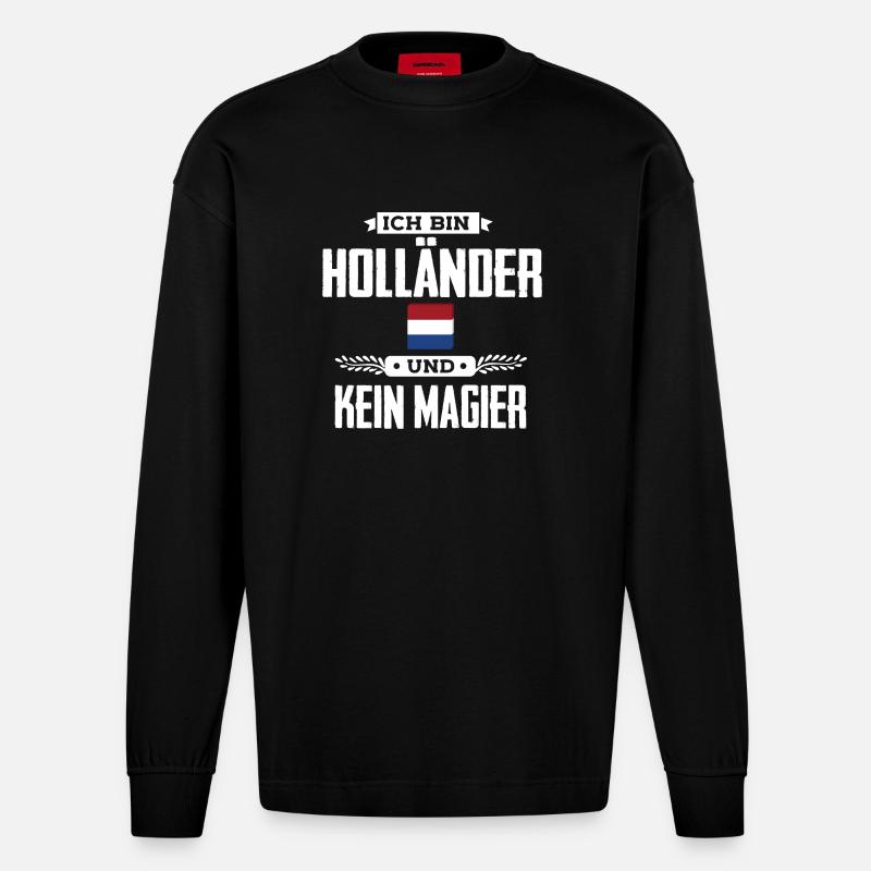 Ich bin Holländer - Heavyweight Oversized Organic Langarmshirt Made in EU - SOLID BLACK