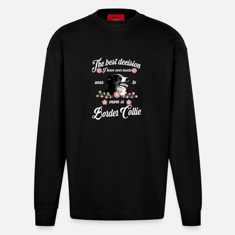 Border Collie - Heavyweight Oversized Organic Langarmshirt Made in EU - SOLID BLACK