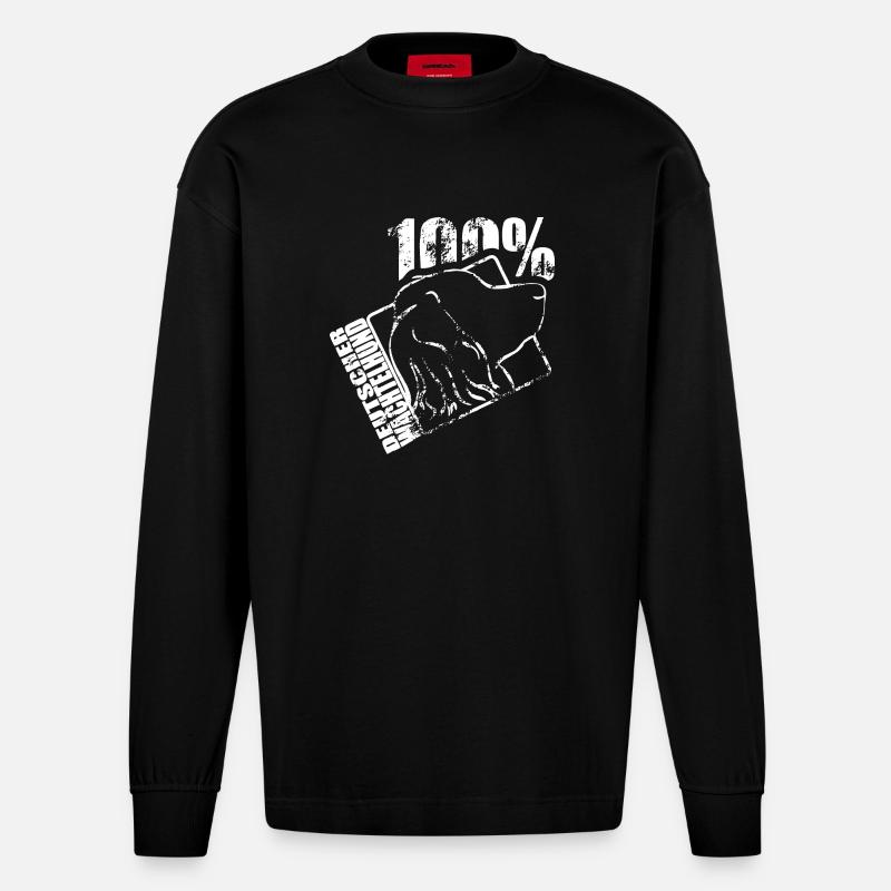 German Spaniel 100 - Heavyweight Oversized Organic Longsleeve Shirt Made in EU - SOLID BLACK