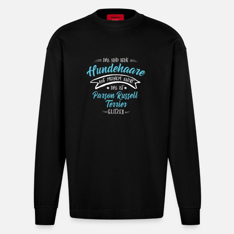 Parson Russell Terrier - Heavyweight Oversized Organic Langarmshirt Made in EU - SOLID BLACK