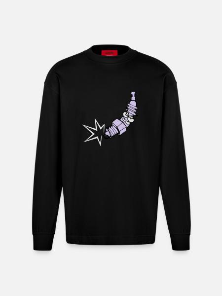 Zündkerze mit Farbänderungsfunktion - Heavyweight Oversized Organic Langarmshirt Made in EU - SOLID BLACK