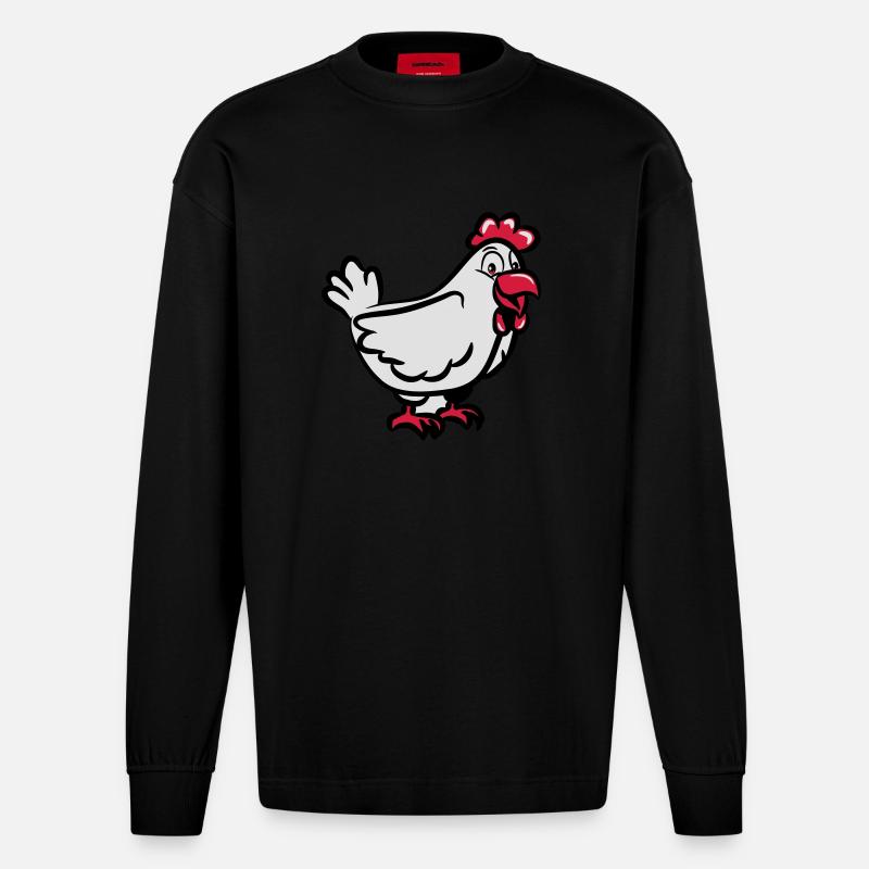 Huhn süss - Heavyweight Oversized Organic Langarmshirt Made in EU - SOLID BLACK