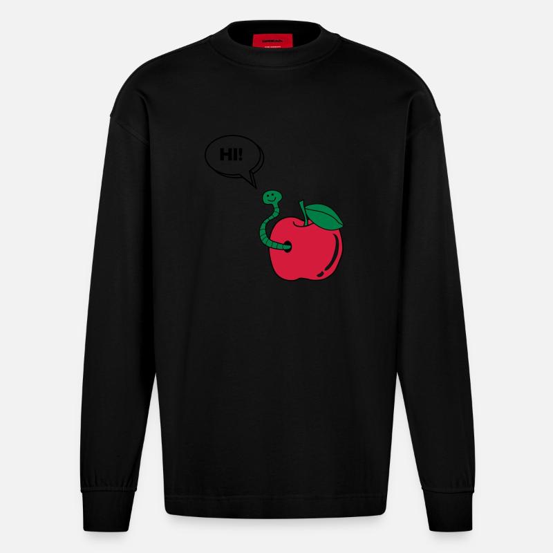 wurm_hi_02 - Heavyweight Oversized Organic Langarmshirt Made in EU - SOLID BLACK