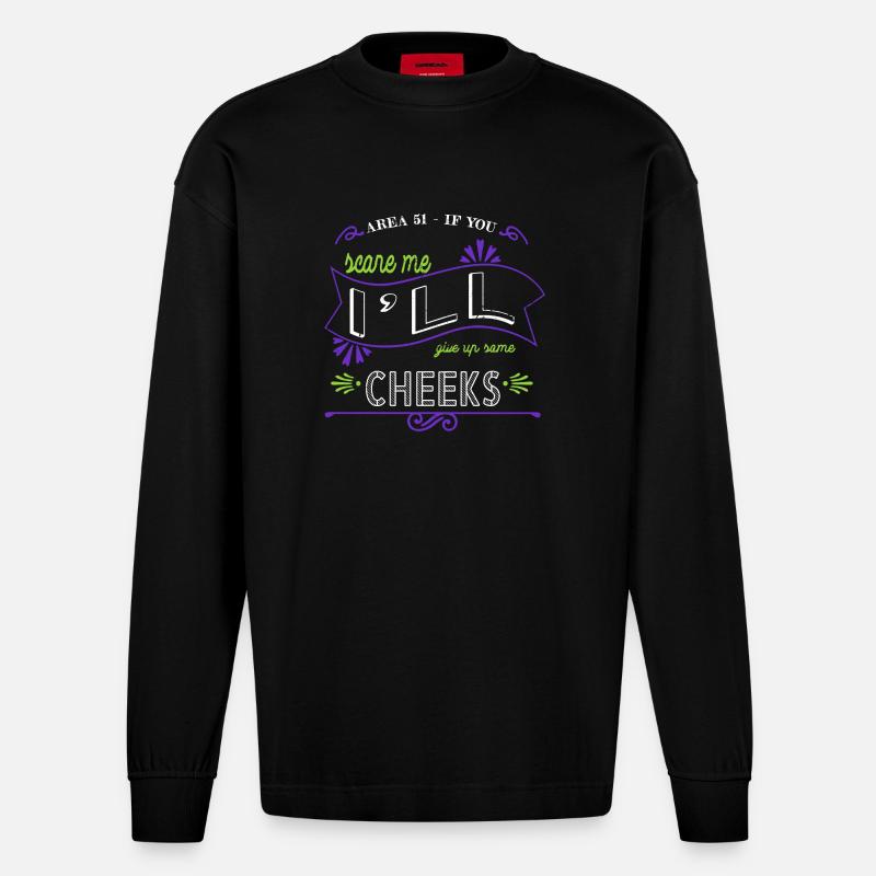 @zackiinnitbrahhh cadeau d’anniversaire - Manches longues bio épais oversize fabriqué en UE - SOLID BLACK