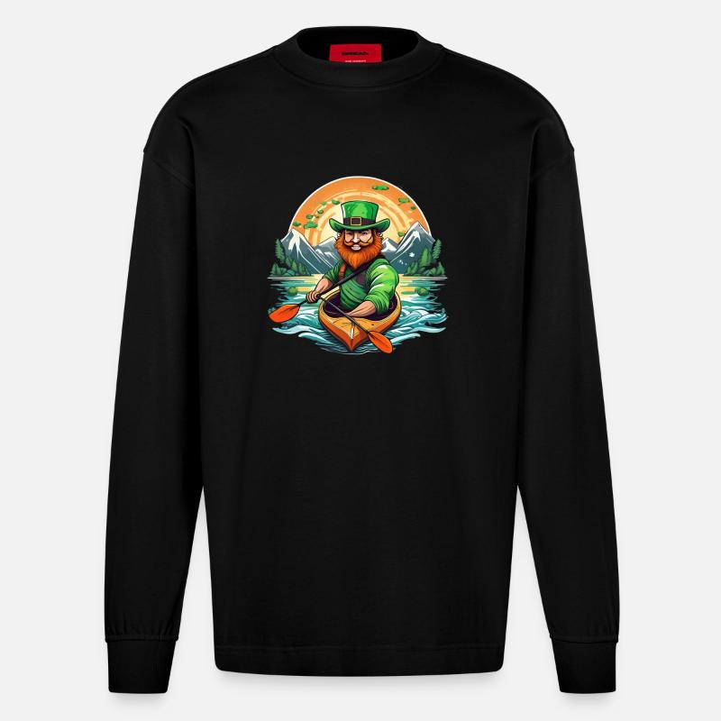 Kayak Trèfle de la Saint-Patrick - Manches longues bio épais oversize fabriqué en UE - SOLID BLACK