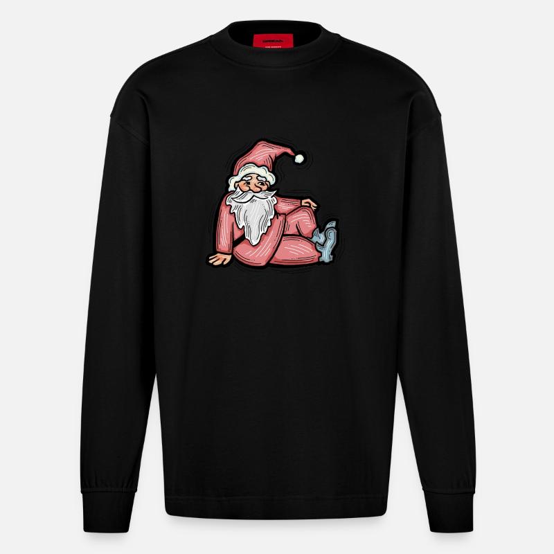 Weihnachtsmann - Heavyweight Oversized Organic Langarmshirt Made in EU - SOLID BLACK