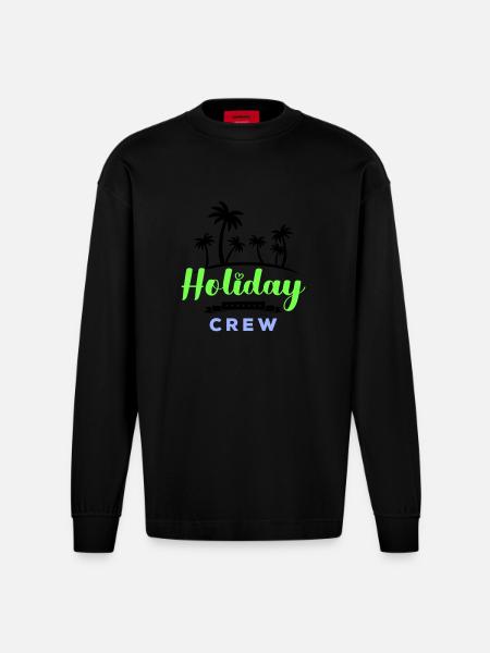 Holiday Crew - Heavyweight Oversized Organic Longsleeve Shirt Made in EU - SOLID BLACK