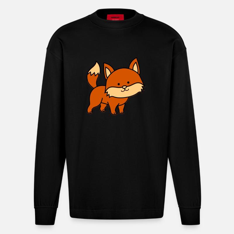 Renard - Manches longues bio épais oversize fabriqué en UE - SOLID BLACK