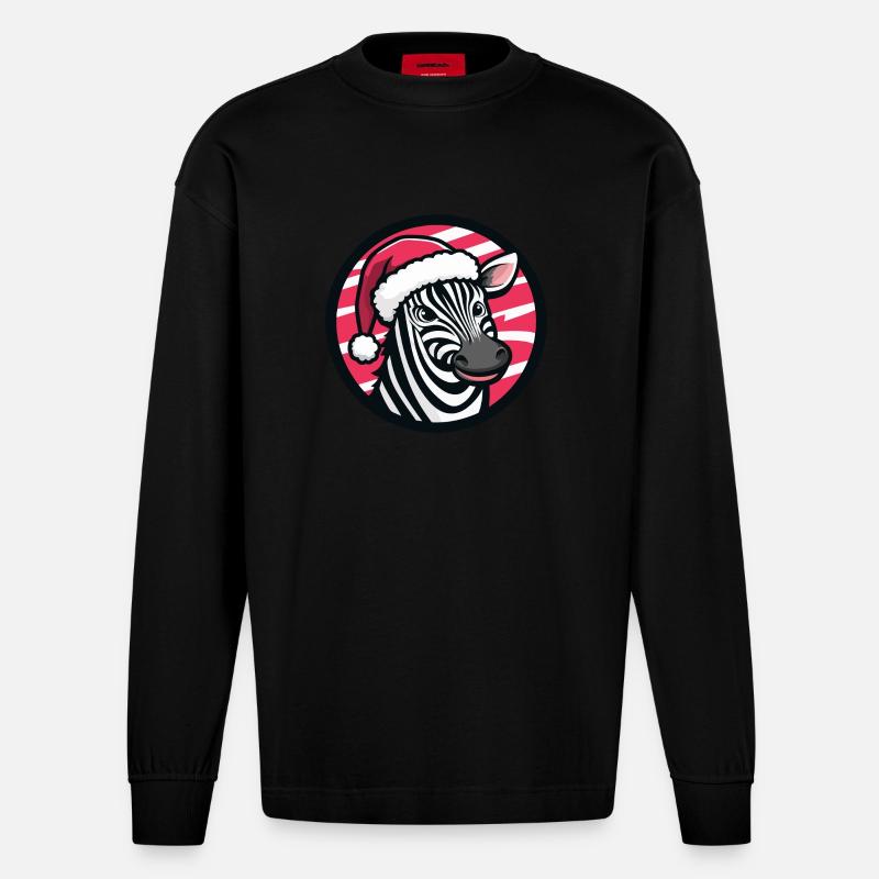 Zebra Weihnachten Tier - Heavyweight Oversized Organic Langarmshirt Made in EU - SOLID BLACK