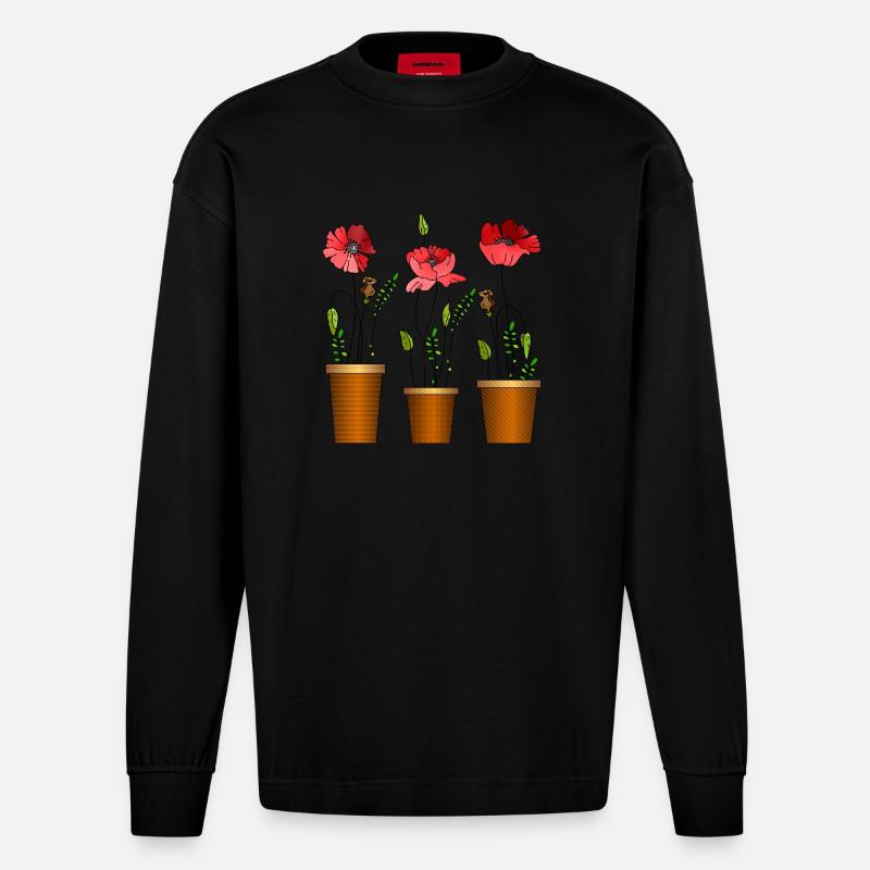 Fleur - Manches longues bio épais oversize fabriqué en UE - SOLID BLACK