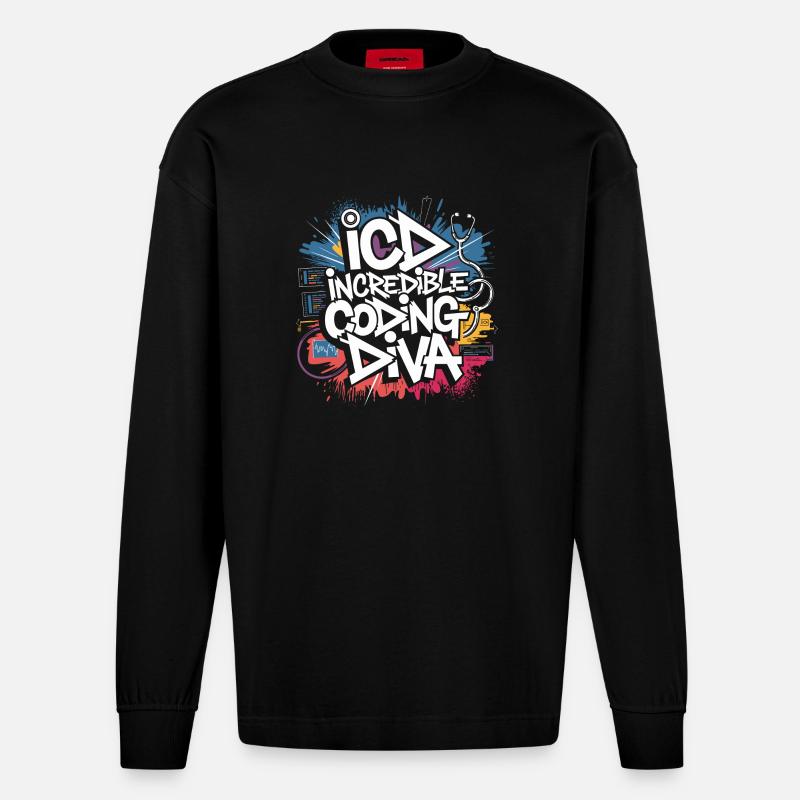 Leidenschaftliche Codierkunst - Heavyweight Oversized Organic Langarmshirt Made in EU - SOLID BLACK