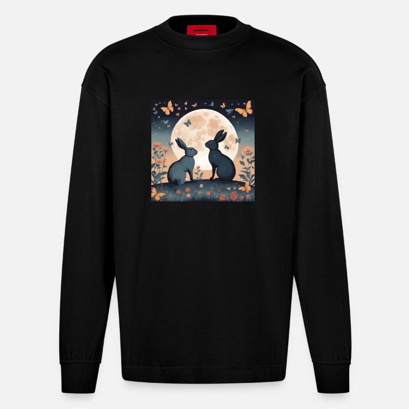 Rabbit - Heavyweight Oversized Organic Langarmshirt Made in EU - SOLID BLACK