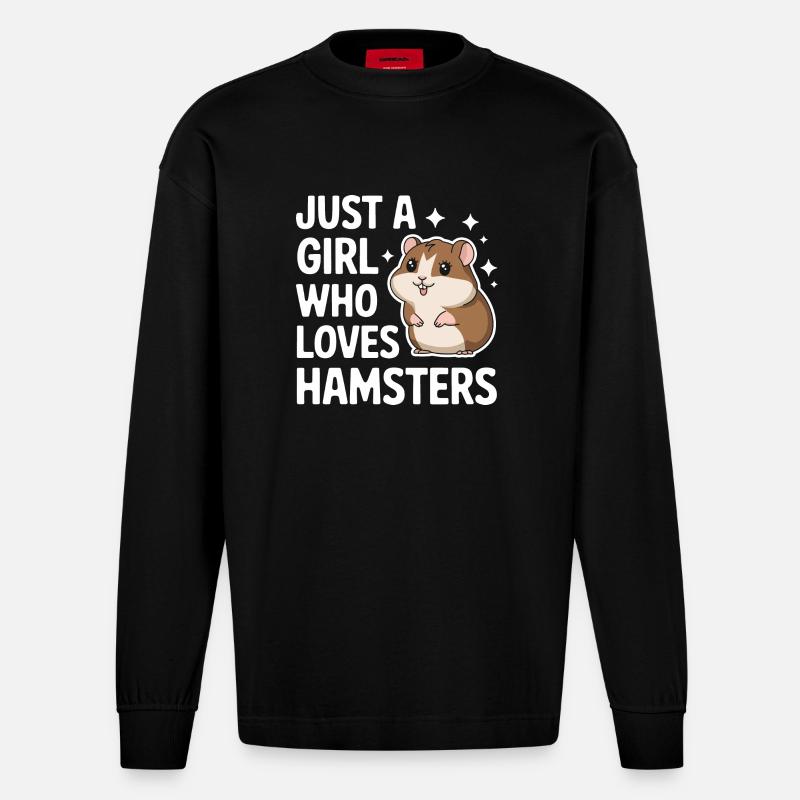 Hamster - Heavyweight Oversized Organic Langarmshirt Made in EU - SOLID BLACK