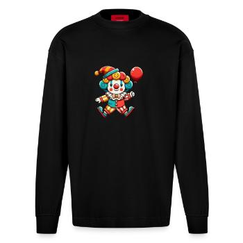 clown - Heavyweight Oversized Organic Langarmshirt Made in EU - SOLID BLACK - Vorne