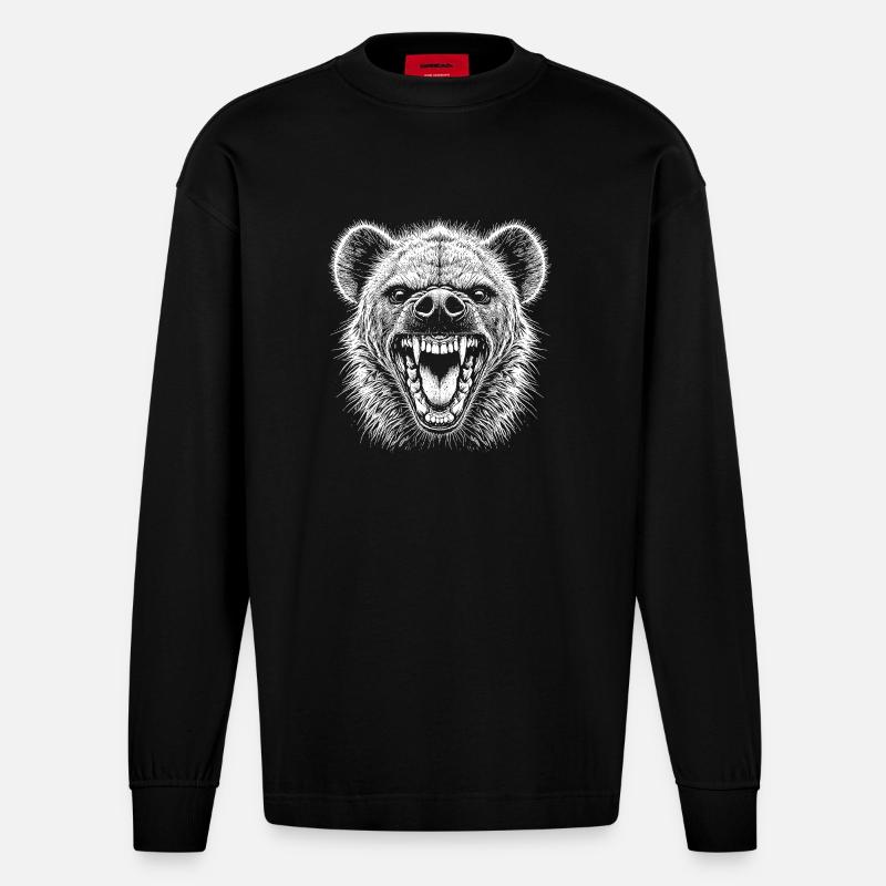 Hyäne - Heavyweight Oversized Organic Langarmshirt Made in EU - SOLID BLACK