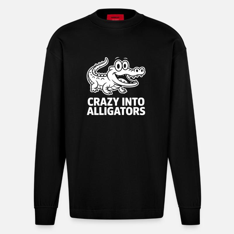 Alligators Alligator mignon - Manches longues bio épais oversize fabriqué en UE - SOLID BLACK