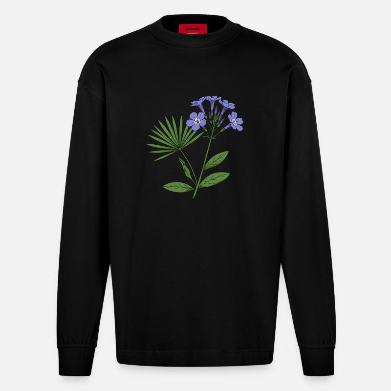 Babiana stricta - Heavyweight Oversized Organic Langarmshirt Made in EU - SOLID BLACK