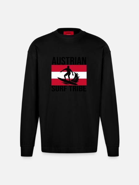 Austrian Surf Tribe Surf Shirt - Heavyweight Oversized Organic Longsleeve Shirt Made in EU - SOLID BLACK