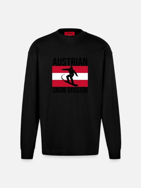 Austrian Snow Division Snowboard Tee - Heavyweight Oversized Organic Longsleeve Shirt Made in EU - SOLID BLACK
