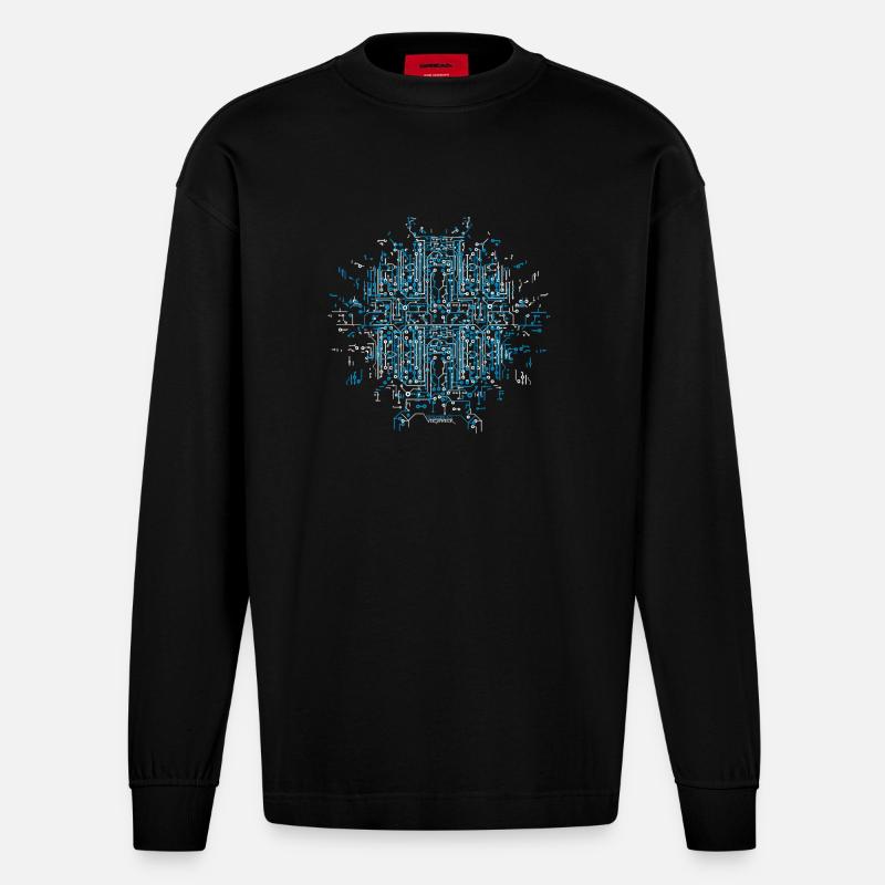 Circuit Board - Heavyweight Oversized Organic Langarmshirt Made in EU - SOLID BLACK