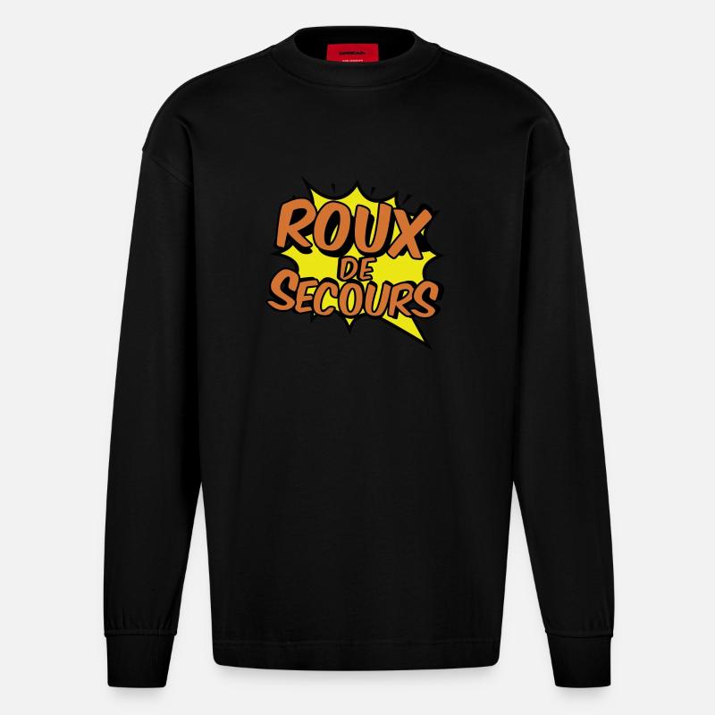 ROUX DE SECOURS COMIC STYLE - Manches longues bio épais oversize fabriqué en UE - SOLID BLACK