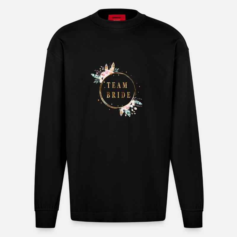 boho_team_bride - Heavyweight Oversized Organic Langarmshirt Made in EU - SOLID BLACK