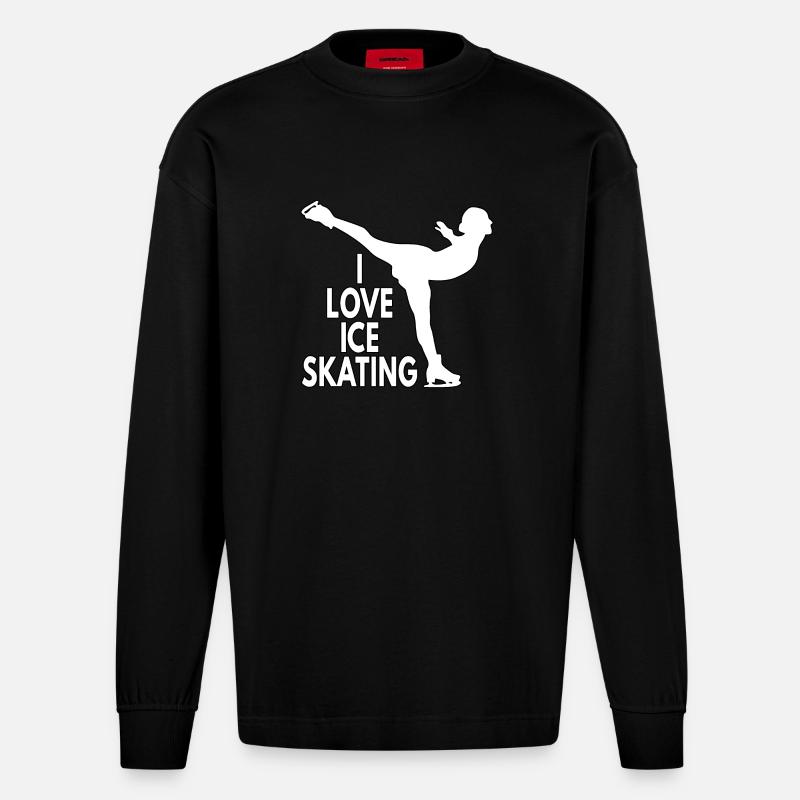 LIEBE EISLAUFEN - Heavyweight Oversized Organic Langarmshirt Made in EU - SOLID BLACK