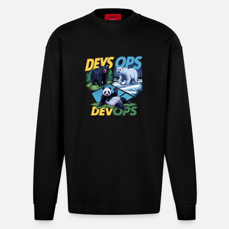 Devops - Manches longues bio épais oversize fabriqué en UE - SOLID BLACK