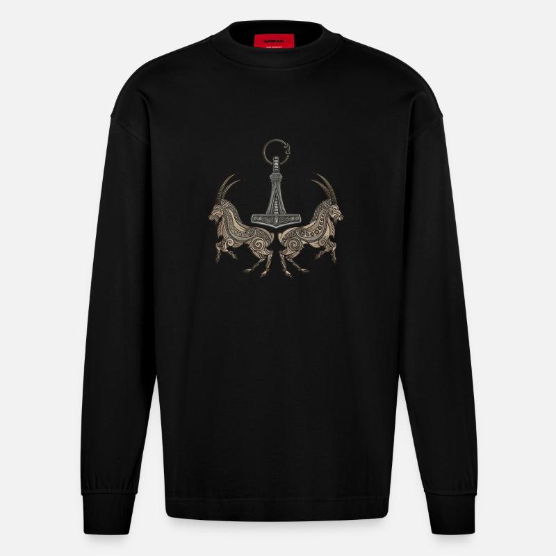 mjölnir - Heavyweight Oversized Organic Langarmshirt Made in EU - SOLID BLACK