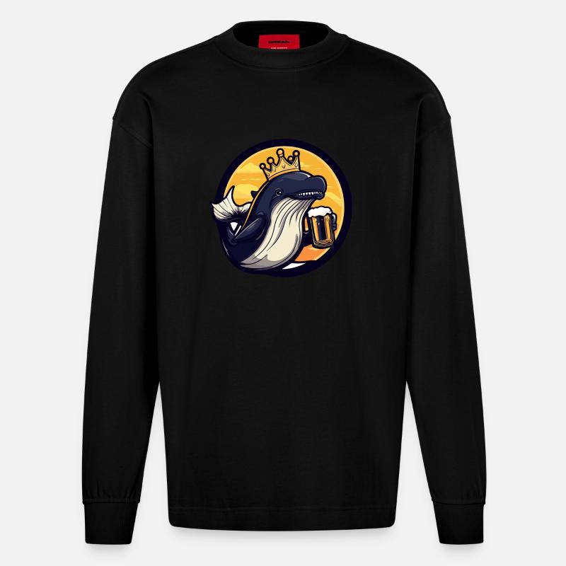 Wal Bier Comic - Heavyweight Oversized Organic Langarmshirt Made in EU - SOLID BLACK