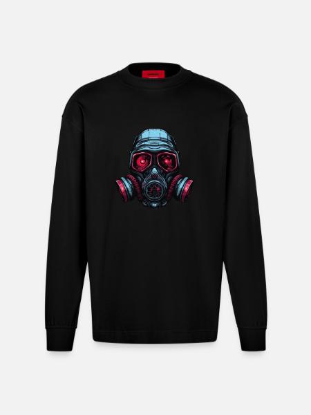 Gas mask - Heavyweight Oversized Organic Longsleeve Shirt Made in EU - SOLID BLACK