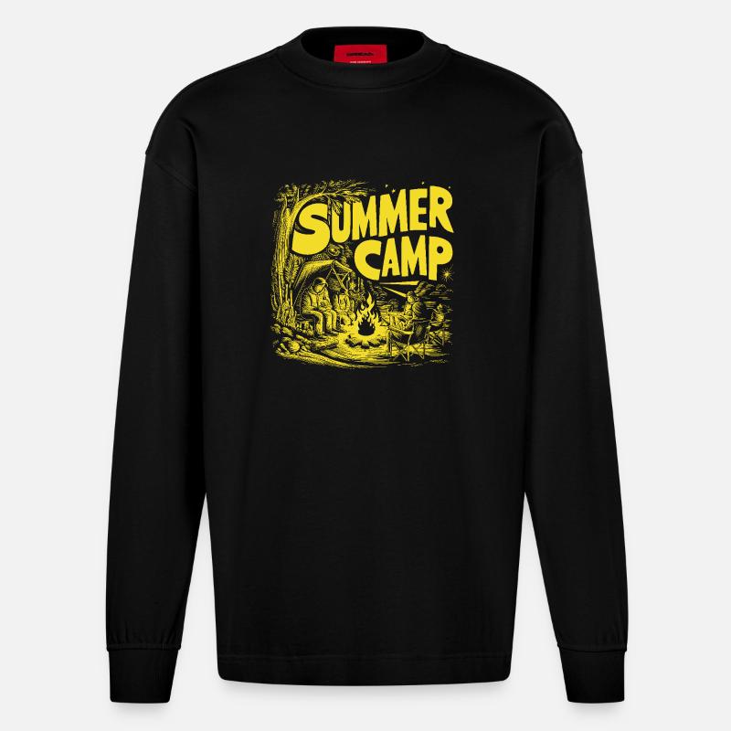 Ferienlager - Heavyweight Oversized Organic Langarmshirt Made in EU - SOLID BLACK