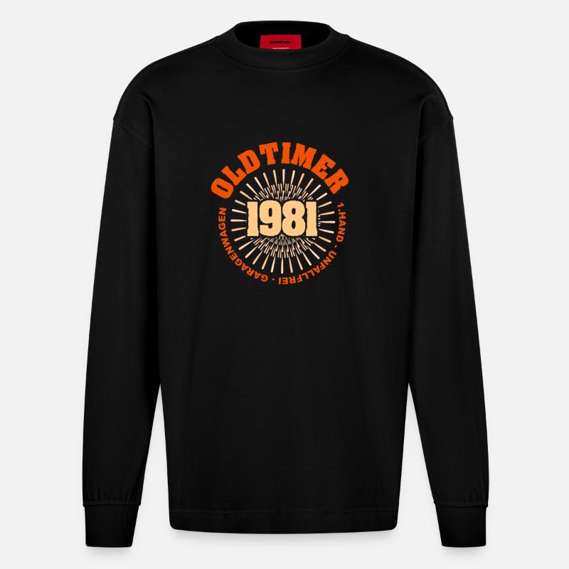 Spruch 1981 - Heavyweight Oversized Organic Langarmshirt Made in EU - SOLID BLACK