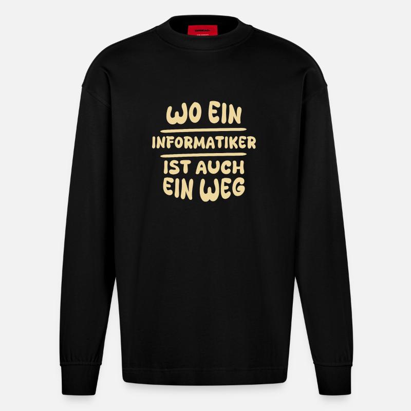 Gift for Computer Scientist - Heavyweight Oversized Organic Longsleeve Shirt Made in EU - SOLID BLACK