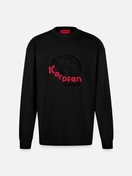 Karpfenjäger - Heavyweight Oversized Organic Langarmshirt Made in EU - SOLID BLACK