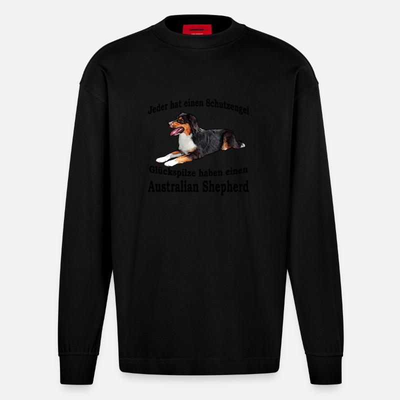 Schutzengel Aussie S - Heavyweight Oversized Organic Langarmshirt Made in EU - SOLID BLACK