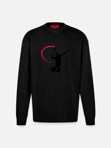 badminton - Heavyweight Oversized Organic Longsleeve Shirt Made in EU - SOLID BLACK